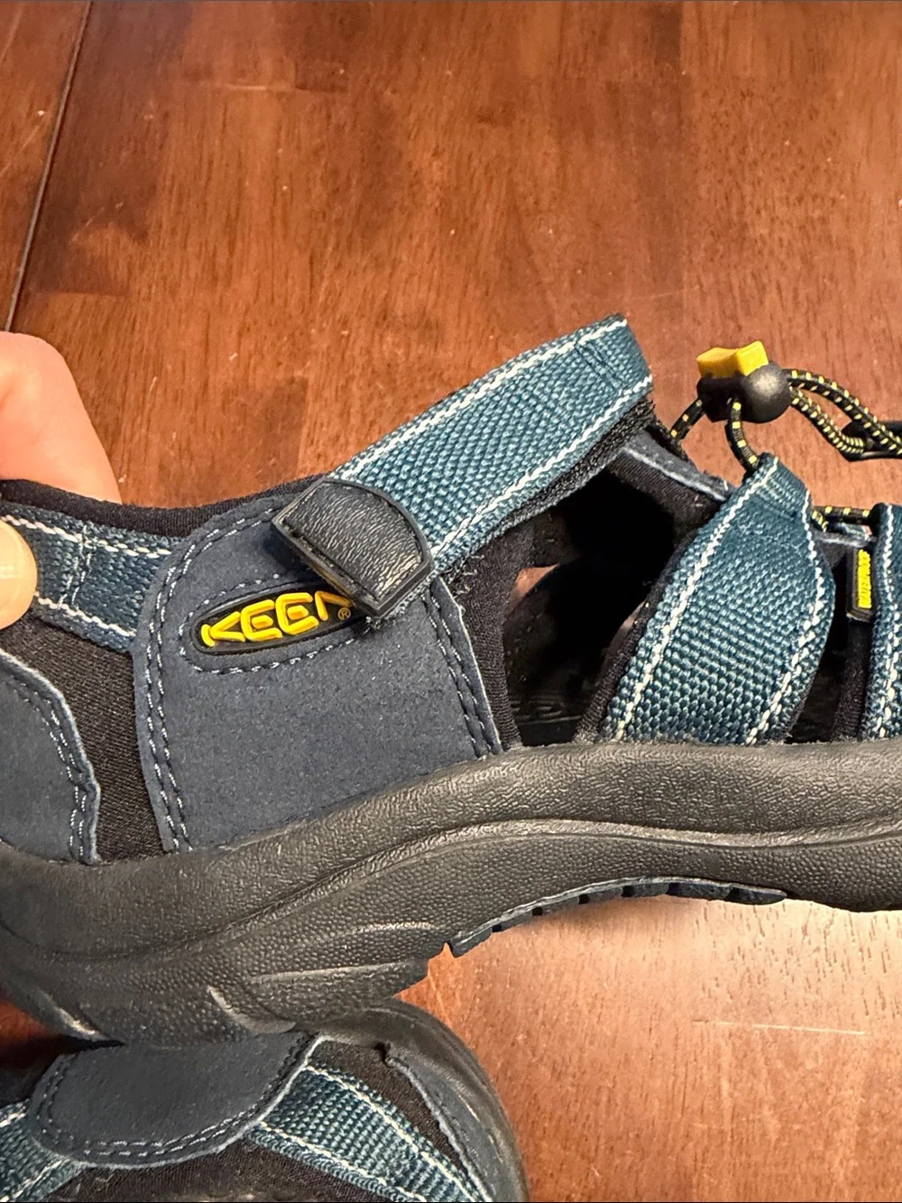 Keen Kids Navy Blue Sandals with Yellow Accents never worn